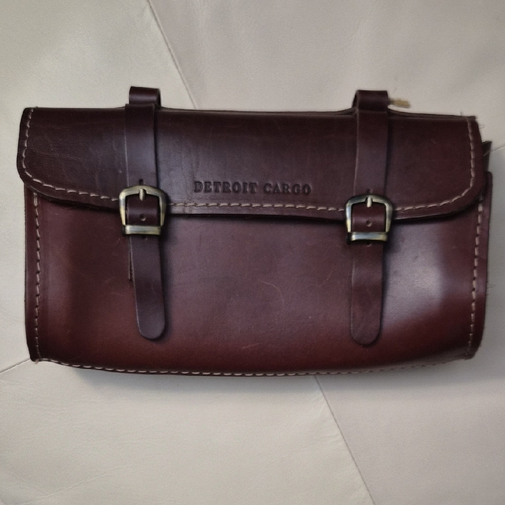 Men's Leather Toiletry / Murse/ belt Bag - Dark Brown